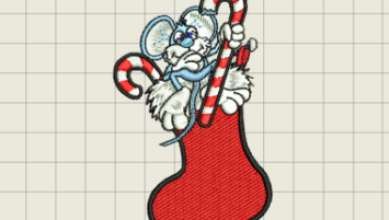 Holiday Mouse Embroidery Design